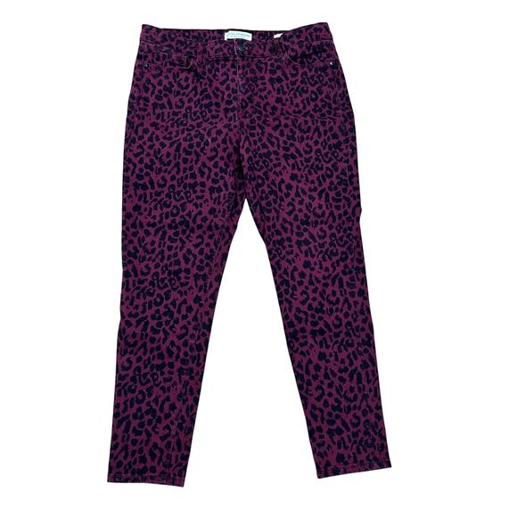 SOCIAL STANDARD by Sanctuary Oxblood Leopard Print Jeans Womens Size 12 - Picture 1 of 12